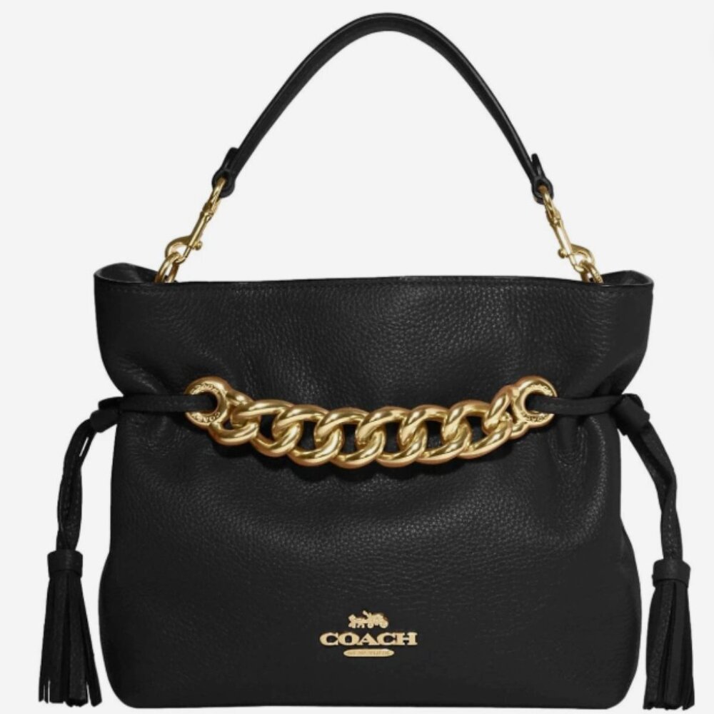 Coach Andy leather tassel bucket bag slingbag